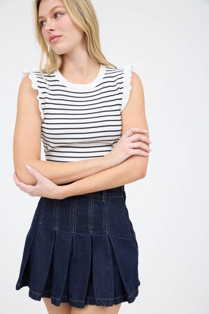 DT 1884 - Ruffle Trim Pullover Sweater