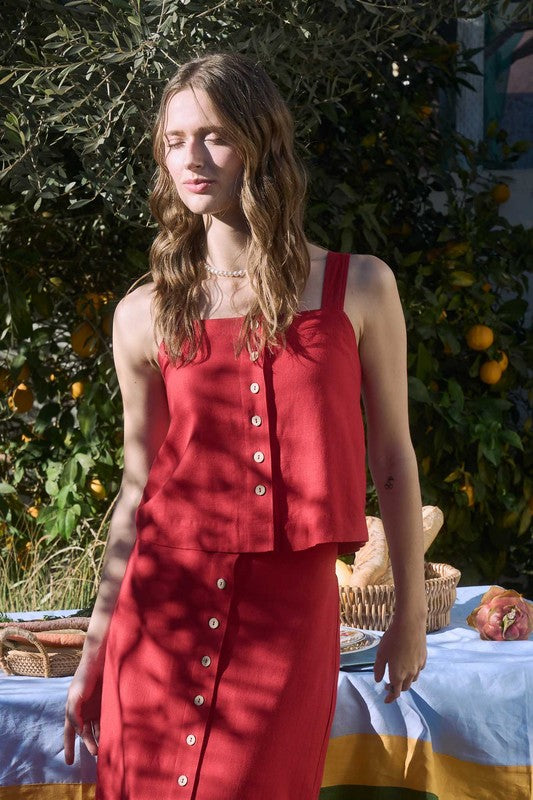 DT 1855 - Button Down Linen Top