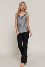 CT 2838 - Cowl Neck Satin Top