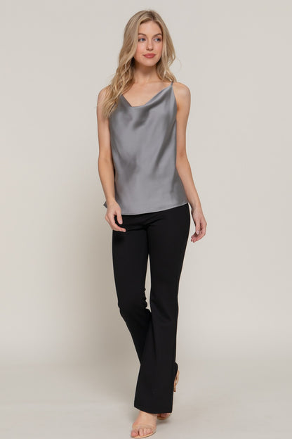CT 2838 - Cowl Neck Satin Top