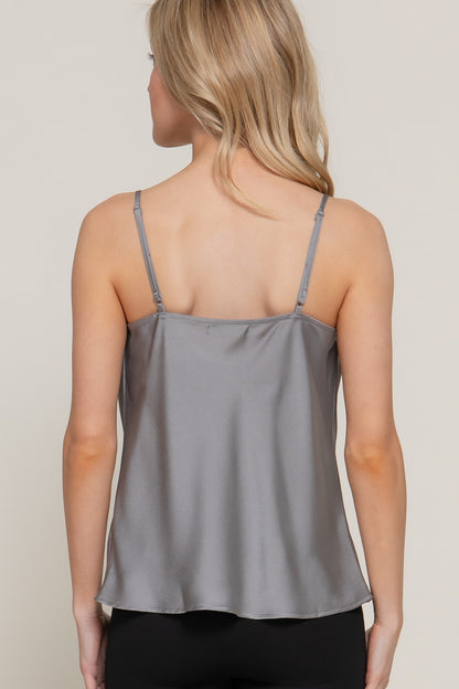 CT 2838 - Cowl Neck Satin Top