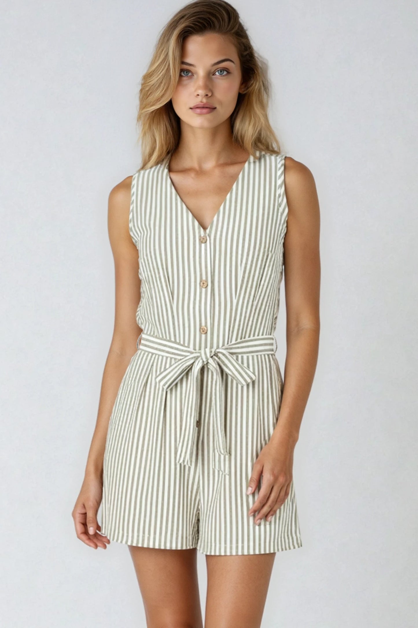 RMP 006 - Sleeveless Waist Tie Romper