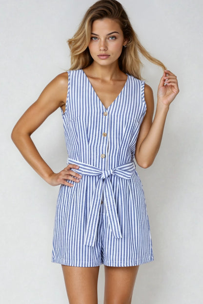 RMP 006 - Sleeveless Waist Tie Romper