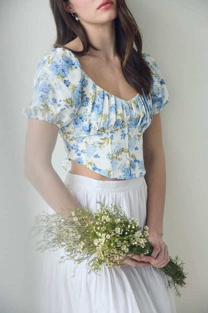 DT 1783 - Corset Waist Crop Top