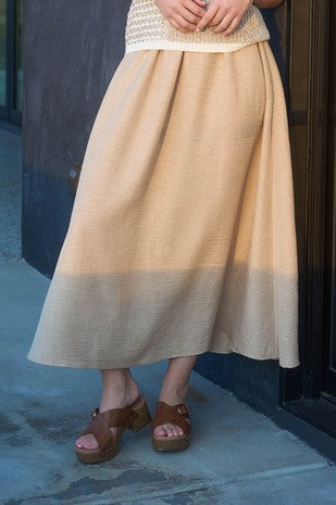 SKT 1052 - Elastic Waist Midi Skirt With Pockets