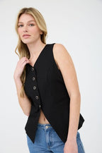 DT 1902 - Long Line Linen Vest