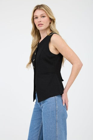 DT 1902 - Long Line Linen Vest
