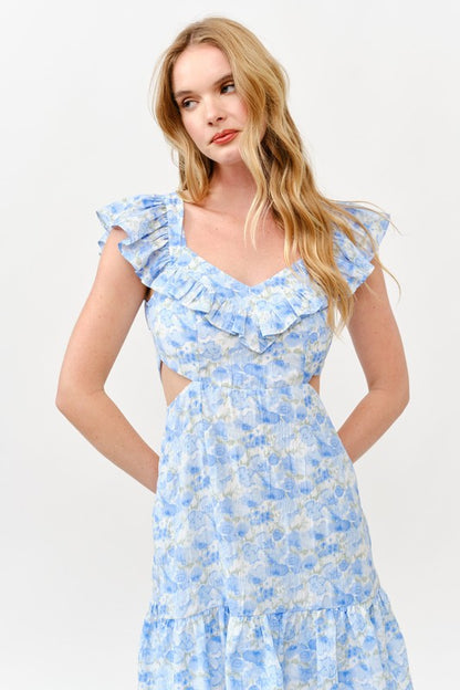 CD 3723 - Floral Cutout Mini Dress