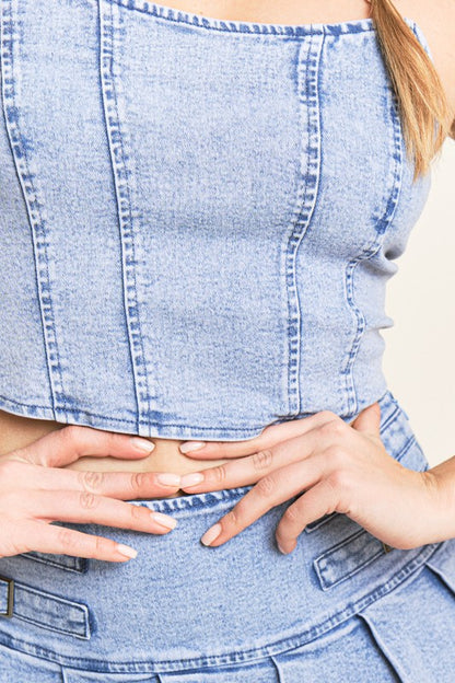 SKT 949 - Denim Corset & Mini Skirt Set (Corset Only)