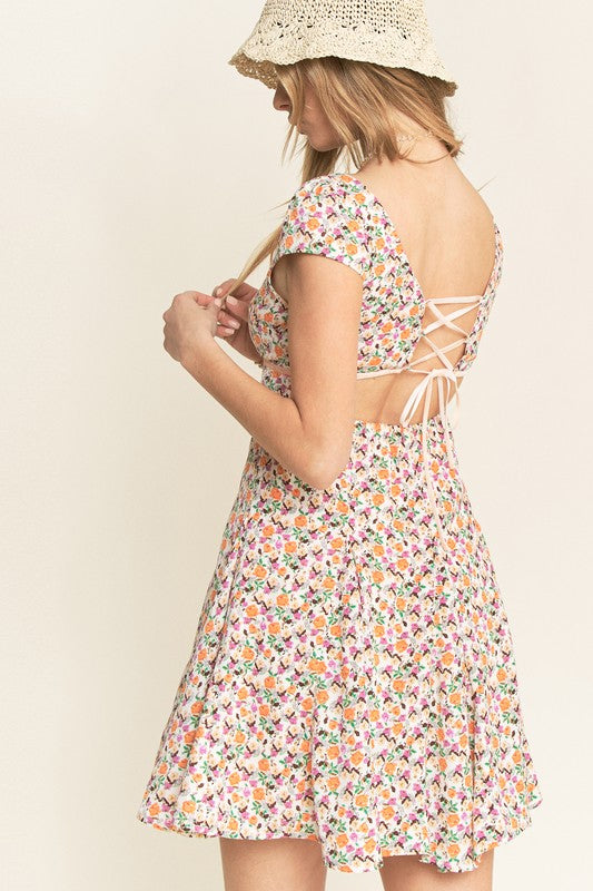 CD 3688 - Floral Tieback Babydoll Dress