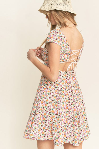 CD 3688 - Floral Tieback Babydoll Dress