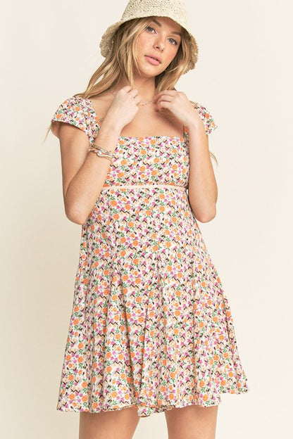 CD 3688 - Floral Tieback Babydoll Dress