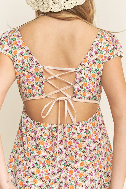 CD 3688 - Floral Tieback Babydoll Dress