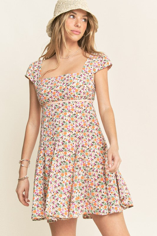 CD 3688 - Floral Tieback Babydoll Dress