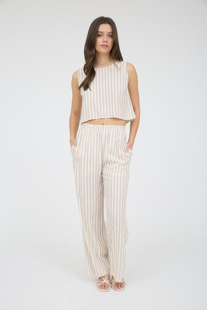 CT 2744 - Stripe Linen Sleeveless Top