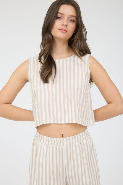 CT 2744 - Stripe Linen Sleeveless Top