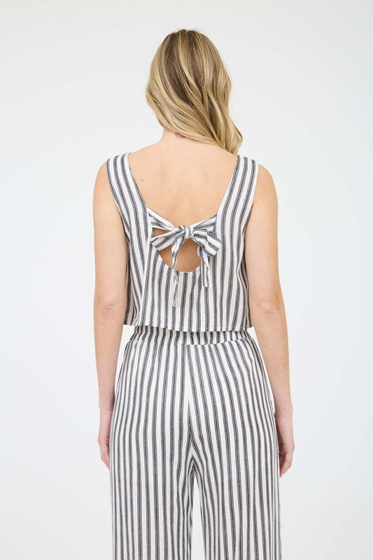 CT 2744 - Stripe Linen Sleeveless Top