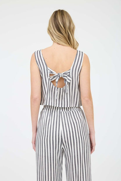 CT 2744 - Stripe Linen Sleeveless Top