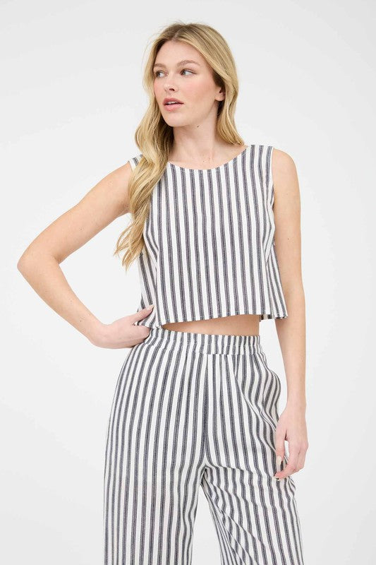 CT 2744 - Stripe Linen Sleeveless Top