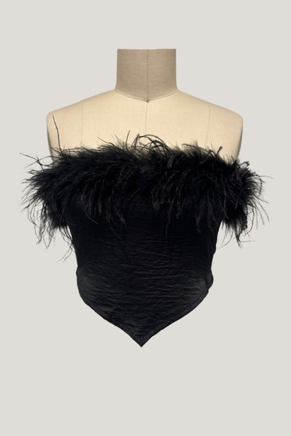 DT 1647 - Tie Back Top with Fur Trim