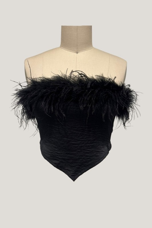 DT 1647 - Tie Back Top with Fur Trim