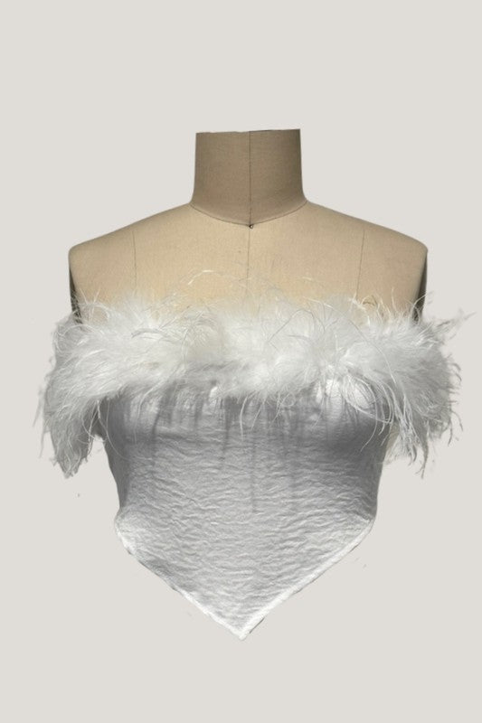 DT 1647 - Tie Back Top with Fur Trim
