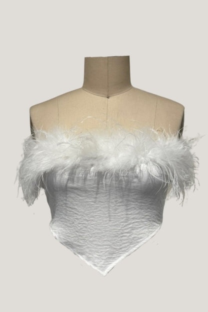 DT 1647 - Tie Back Top with Fur Trim