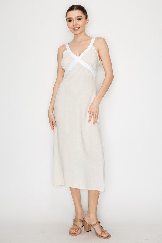 CD 3648 - Linen Cross Over Dress