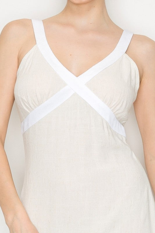 CD 3648 - Linen Cross Over Dress