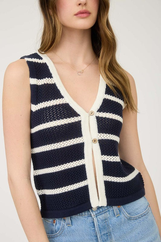CT 2736 - Striped Split Hem Vest