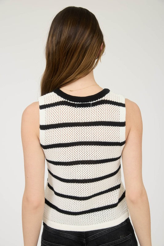 CT 2736 - Striped Split Hem Vest