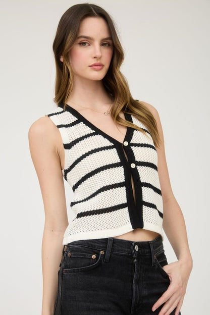 CT 2736 - Striped Split Hem Vest