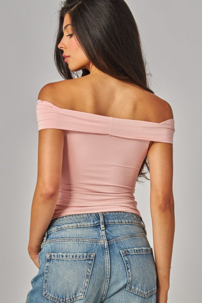 DT 1654 - Off Shoulder Twist Front Top