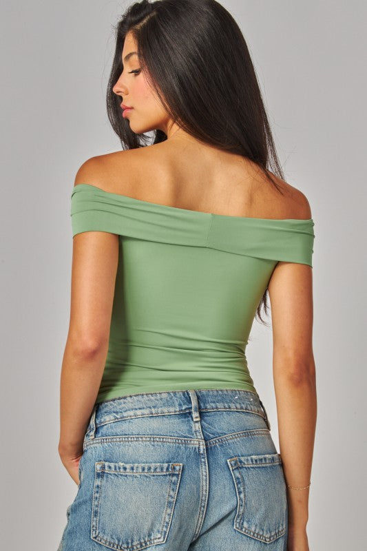 DT 1654 - Off Shoulder Twist Front Top