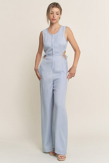 JS 121 - Sleeveless Wide Leg Jumpsuit