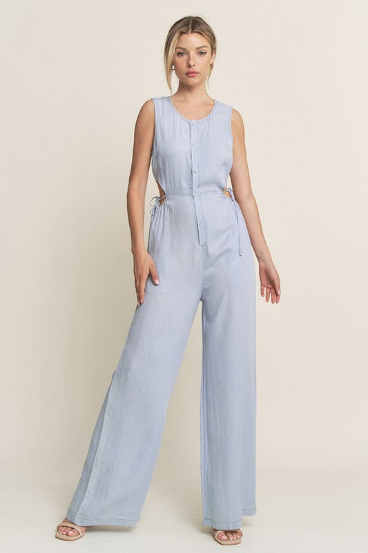 JS 121 - Sleeveless Wide Leg Jumpsuit