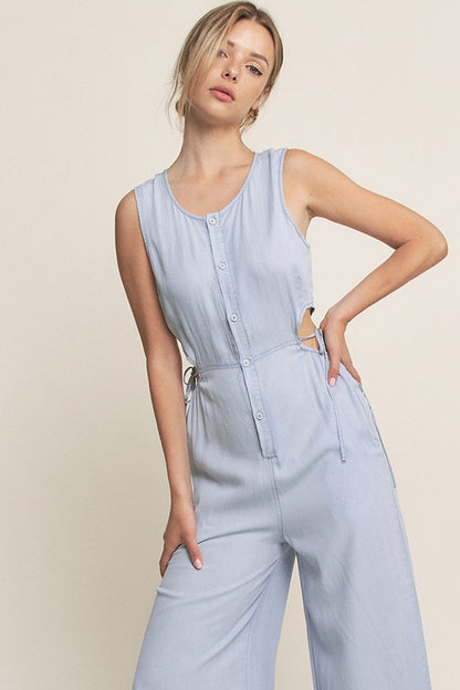 JS 121 - Sleeveless Wide Leg Jumpsuit