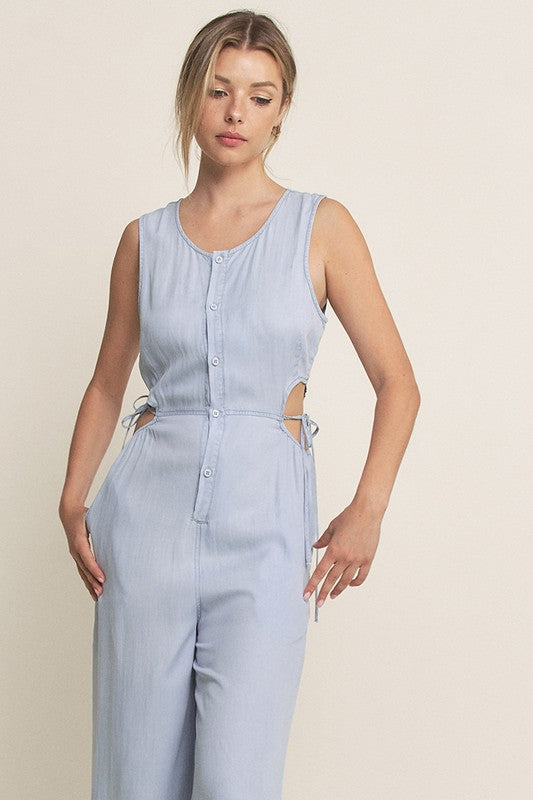 JS 121 - Sleeveless Wide Leg Jumpsuit