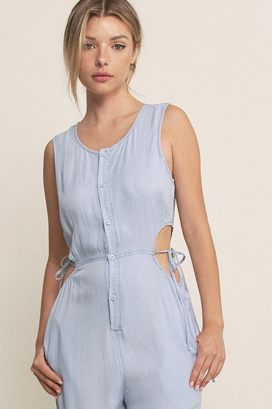 JS 121 - Sleeveless Wide Leg Jumpsuit