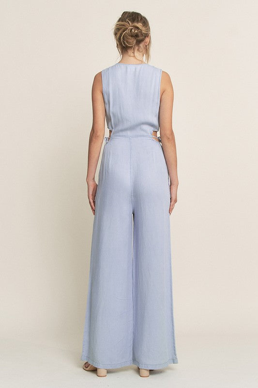 JS 121 - Sleeveless Wide Leg Jumpsuit