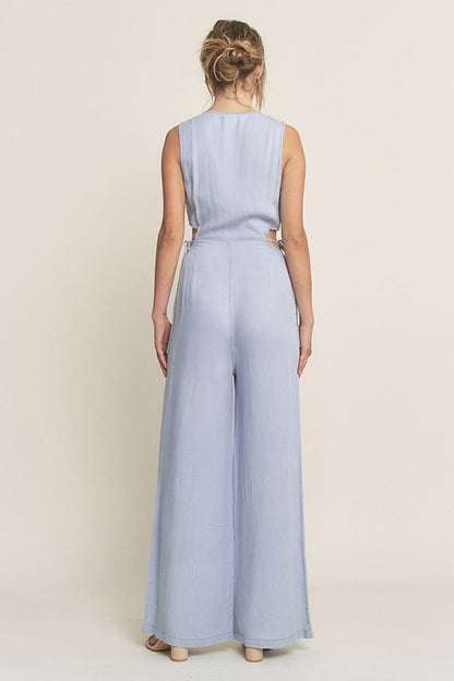 JS 121 - Sleeveless Wide Leg Jumpsuit