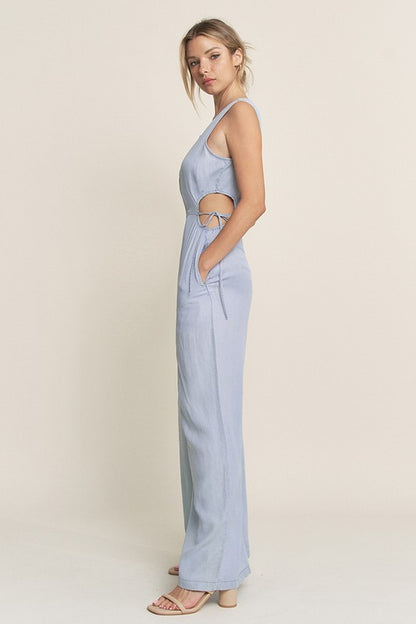 JS 121 - Sleeveless Wide Leg Jumpsuit