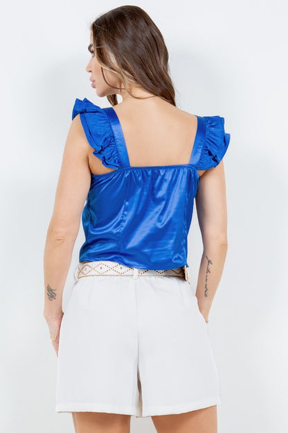 DT 1771 - Square Neck Satin Blouse