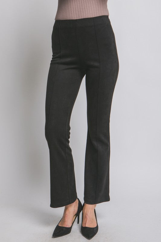 P 795 - Flared High Rise Suede Pants
