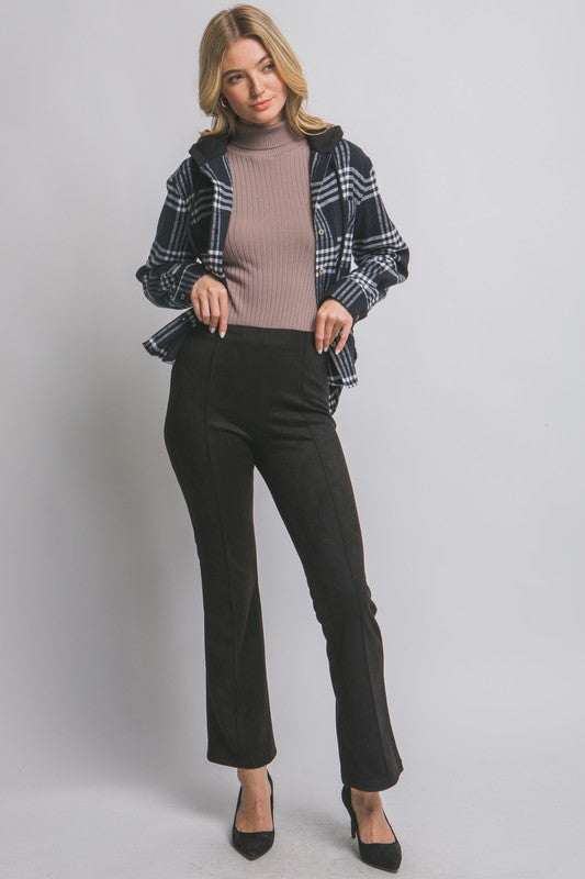 P 795 - Flared High Rise Suede Pants