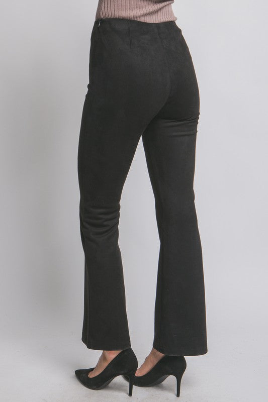 P 795 - Flared High Rise Suede Pants