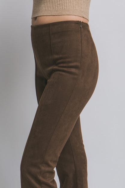 P 795 - Flared High Rise Suede Pants