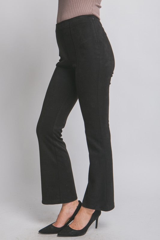 P 795 - Flared High Rise Suede Pants