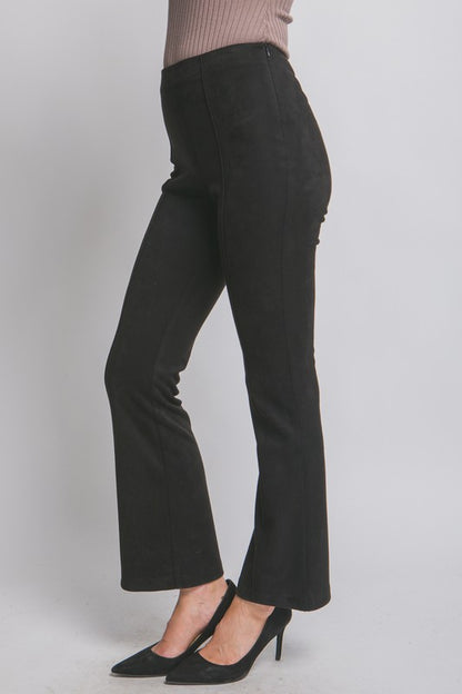 P 795 - Flared High Rise Suede Pants