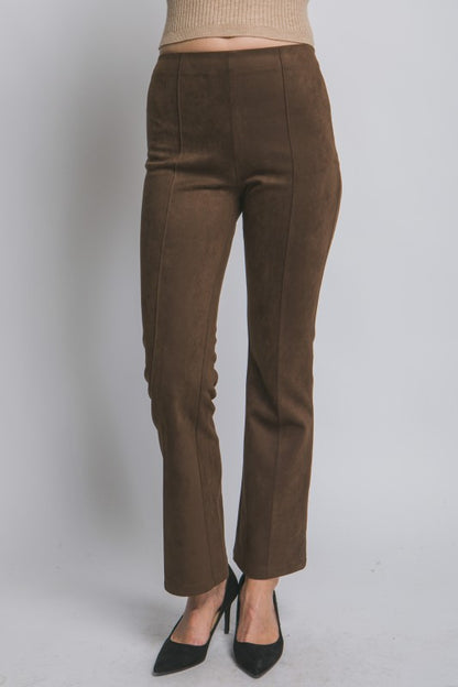 P 795 - Flared High Rise Suede Pants